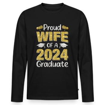 Fière épouse d’un étudiant diplômé de l’université 2024 - T-shirt manches longues Premium bio Homme - noir - Devant - Nico (187cm)