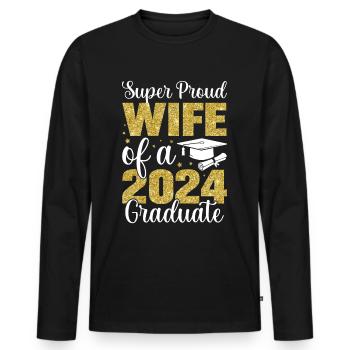 Fière épouse d’un étudiant diplômé de l’université 2024 - T-shirt manches longues Premium bio Homme - noir - Devant - Nico (187cm)
