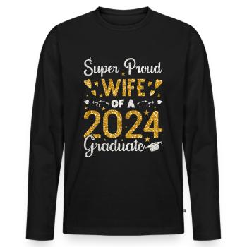 Fière épouse d’un étudiant diplômé de l’université 2024 - T-shirt manches longues Premium bio Homme - noir - Devant - Nico (187cm)