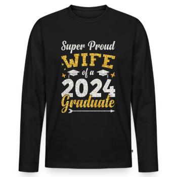 Fière épouse d’un étudiant diplômé de l’université 2024 - T-shirt manches longues Premium bio Homme - noir - Devant - Nico (187cm)