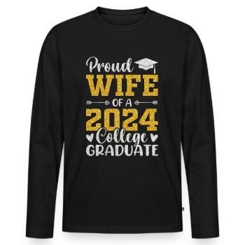 Fière épouse d’un étudiant diplômé de l’université 2024 - T-shirt manches longues Premium bio Homme - noir - Devant - Nico (187cm)