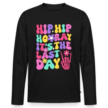 Dernier jour d’école Remise des diplômes Vacances d’été Elèves - T-shirt manches longues Premium bio Homme - noir - Devant - Nico (187cm)
