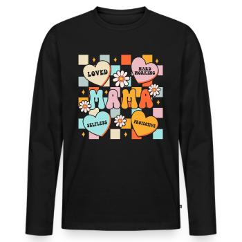Mama Muttertag geliebt, selbstlos, beschützerin - Männer Premium Bio Langarmshirt - Schwarz - Vorne - Nico (187cm)