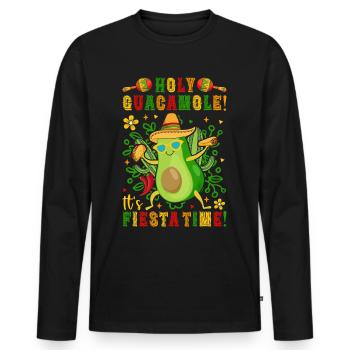 Avocat Holy Guacamole Fiesta mexicaine - T-shirt manches longues Premium bio Homme - noir - Devant - Nico (187cm)