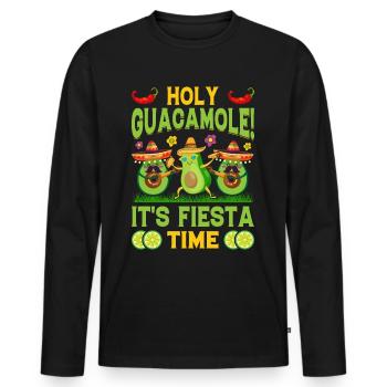 Avocat Holy Guacamole Fiesta mexicaine - T-shirt manches longues Premium bio Homme - noir - Devant - Nico (187cm)
