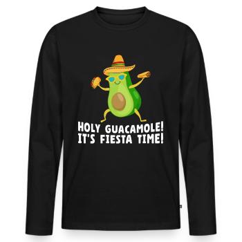Avocat Holy Guacamole Fiesta mexicaine - T-shirt manches longues Premium bio Homme - noir - Devant - Nico (187cm)