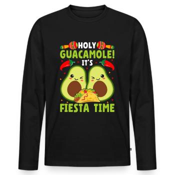 Avocat Holy Guacamole Fiesta mexicaine - T-shirt manches longues Premium bio Homme - noir - Devant - Nico (187cm)