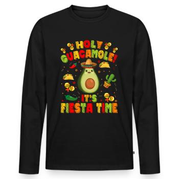 Avocat Holy Guacamole Fiesta mexicaine - T-shirt manches longues Premium bio Homme - noir - Devant - Nico (187cm)