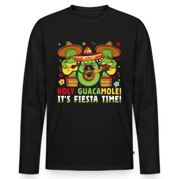 Avocat Holy Guacamole Fiesta mexicaine - T-shirt manches longues Premium bio Homme - noir - Devant - Nico (187cm)