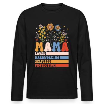 Mom Mother's Day loved, selfless, protector - Men's Premium Organic Long Sleeve Shirt - black - Front - Nico (187cm)