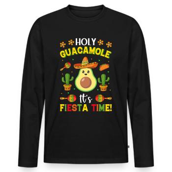 Avocat Holy Guacamole Fiesta mexicaine - T-shirt manches longues Premium bio Homme - noir - Devant - Nico (187cm)