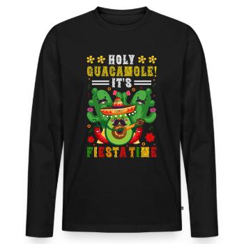 Avocat Holy Guacamole Fiesta mexicaine - T-shirt manches longues Premium bio Homme - noir - Devant - Nico (187cm)