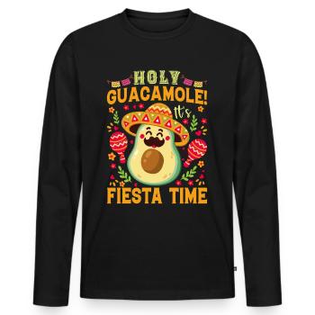 Avocat Holy Guacamole Fiesta mexicaine - T-shirt manches longues Premium bio Homme - noir - Devant - Nico (187cm)