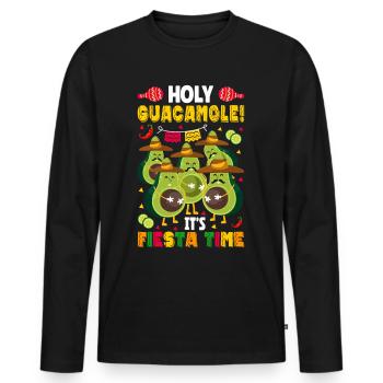 Avocat Holy Guacamole Fiesta mexicaine - T-shirt manches longues Premium bio Homme - noir - Devant - Nico (187cm)