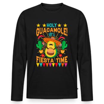 Avocat Holy Guacamole Fiesta mexicaine - T-shirt manches longues Premium bio Homme - noir - Devant - Nico (187cm)