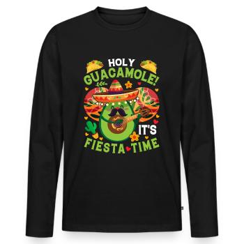 Avocat Holy Guacamole Fiesta mexicaine - T-shirt manches longues Premium bio Homme - noir - Devant - Nico (187cm)