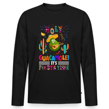 Avocat Holy Guacamole Fiesta mexicaine - T-shirt manches longues Premium bio Homme - noir - Devant - Nico (187cm)