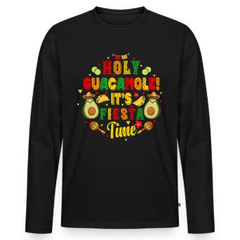 Avocat Holy Guacamole Fiesta mexicaine - T-shirt manches longues Premium bio Homme - noir - Devant - Nico (187cm)