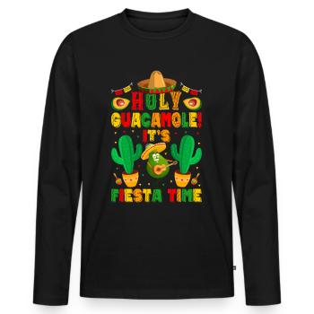 Avocat Holy Guacamole Fiesta mexicaine - T-shirt manches longues Premium bio Homme - noir - Devant - Nico (187cm)