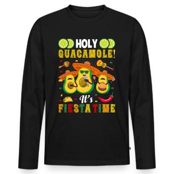 Avocat Holy Guacamole Fiesta mexicaine - T-shirt manches longues Premium bio Homme - noir - Devant - Nico (187cm)