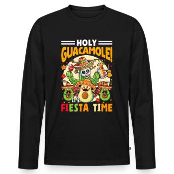 Avocat Holy Guacamole Fiesta mexicaine - T-shirt manches longues Premium bio Homme - noir - Devant - Nico (187cm)