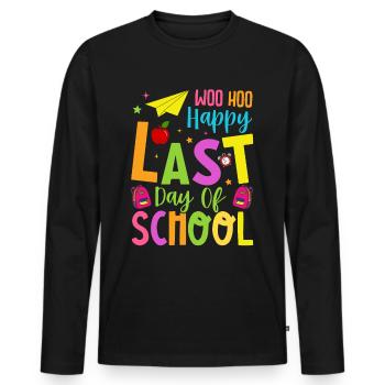 Last day of school Graduation Summer Holidays Pupils - Men's Premium Organic Long Sleeve Shirt - black - Front - Nico (187cm)