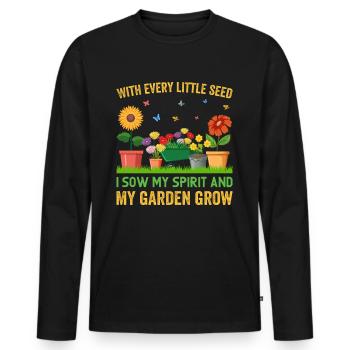 Jardiner avec chaque graine, je voyais mon - T-shirt manches longues Premium bio Homme - noir - Devant - Nico (187cm)