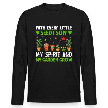 Gartenarbeit mit jedem Samen sähe ich meinen Geist - Männer Premium Bio Langarmshirt - Schwarz - Vorne - Nico (187cm)