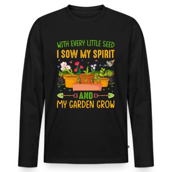 Jardiner avec chaque graine, je voyais mon - T-shirt manches longues Premium bio Homme - noir - Devant - Nico (187cm)