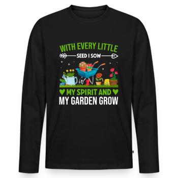 Gartenarbeit mit jedem Samen sähe ich meinen Geist - Männer Premium Bio Langarmshirt - Schwarz - Vorne - Nico (187cm)