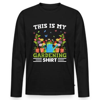 Gartenarbeit mit jedem Samen sähe ich meinen Geist - Männer Premium Bio Langarmshirt - Schwarz - Vorne - Nico (187cm)