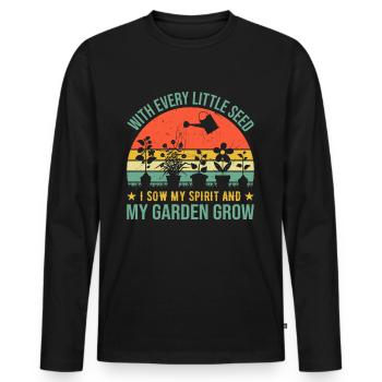 Gartenarbeit mit jedem Samen sähe ich meinen Geist - Männer Premium Bio Langarmshirt - Schwarz - Vorne - Nico (187cm)