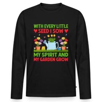 Jardiner avec chaque graine, je voyais mon - T-shirt manches longues Premium bio Homme - noir - Devant - Nico (187cm)