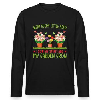 Gartenarbeit mit jedem Samen sähe ich meinen Geist - Männer Premium Bio Langarmshirt - Schwarz - Vorne - Nico (187cm)