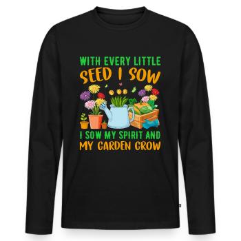 Jardiner avec chaque graine, je voyais mon - T-shirt manches longues Premium bio Homme - noir - Devant - Nico (187cm)
