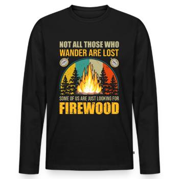 Wandern - nicht alle, die wandern, sind verloren! - Männer Premium Bio Langarmshirt - Schwarz - Vorne - Nico (187cm)
