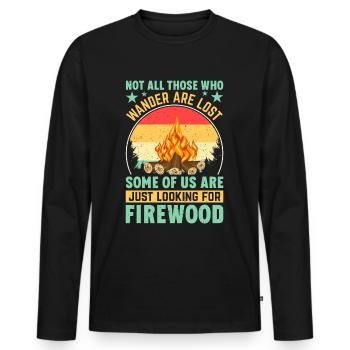 Wandern - nicht alle, die wandern, sind verloren! - Männer Premium Bio Langarmshirt - Schwarz - Vorne - Nico (187cm)