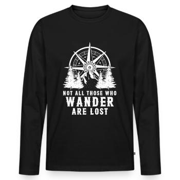 Wandern - nicht alle, die wandern, sind verloren! - Männer Premium Bio Langarmshirt - Schwarz - Vorne - Nico (187cm)