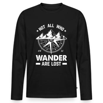 Wandern - nicht alle, die wandern, sind verloren! - Männer Premium Bio Langarmshirt - Schwarz - Vorne - Nico (187cm)
