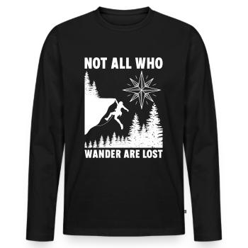 Wandern - nicht alle, die wandern, sind verloren! - Männer Premium Bio Langarmshirt - Schwarz - Vorne - Nico (187cm)