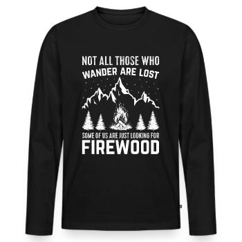 Wandern - nicht alle, die wandern, sind verloren! - Männer Premium Bio Langarmshirt - Schwarz - Vorne - Nico (187cm)