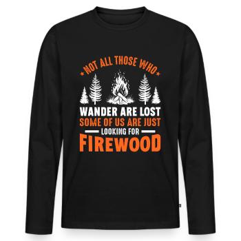 Wandern - nicht alle, die wandern, sind verloren! - Männer Premium Bio Langarmshirt - Schwarz - Vorne - Nico (187cm)