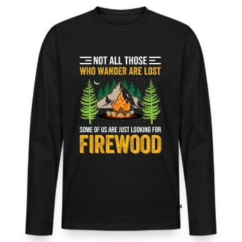 Wandern - nicht alle, die wandern, sind verloren! - Männer Premium Bio Langarmshirt - Schwarz - Vorne - Nico (187cm)