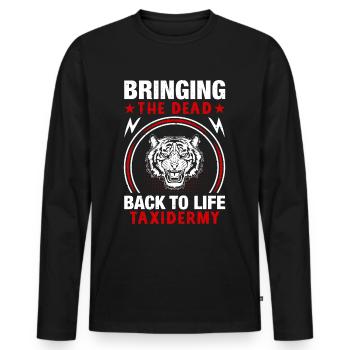 Taxidermie Jagdtrophäe - totes zum Leben erwecken - Männer Premium Bio Langarmshirt - Schwarz - Vorne - Nico (187cm)