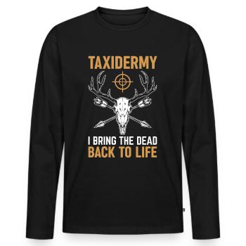 Taxidermie Jagdtrophäe - totes zum Leben erwecken - Männer Premium Bio Langarmshirt - Schwarz - Vorne - Nico (187cm)