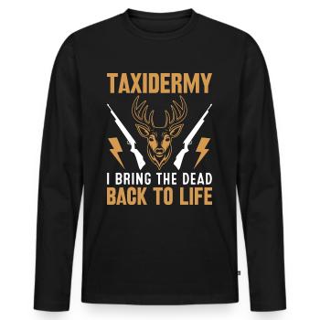 Taxidermie : Je ramène le défunt Beck à la vie - T-shirt manches longues Premium bio Homme - noir - Devant - Nico (187cm)