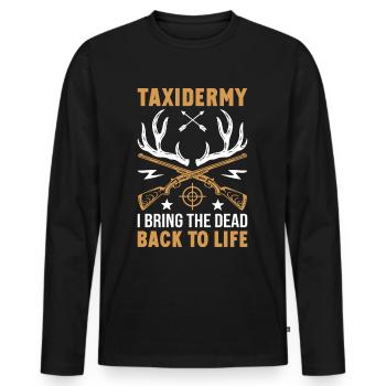 Taxidermie Jagdtrophäe - totes zum Leben erwecken - Männer Premium Bio Langarmshirt - Schwarz - Vorne - Nico (187cm)
