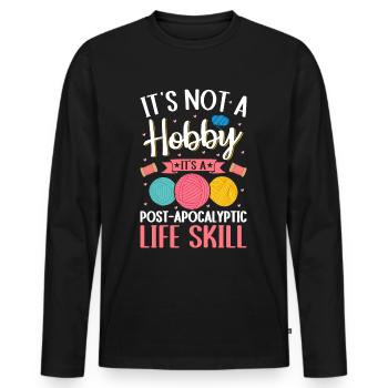 Stricken ist eine Lebenseinstellung - Männer Premium Bio Langarmshirt - Schwarz - Vorne - Nico (187cm)