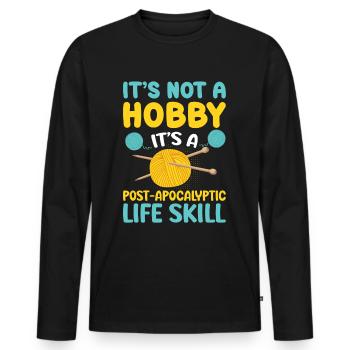 Stricken ist eine Lebenseinstellung - Männer Premium Bio Langarmshirt - Schwarz - Vorne - Nico (187cm)