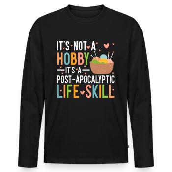 Stricken ist eine Lebenseinstellung - Männer Premium Bio Langarmshirt - Schwarz - Vorne - Nico (187cm)